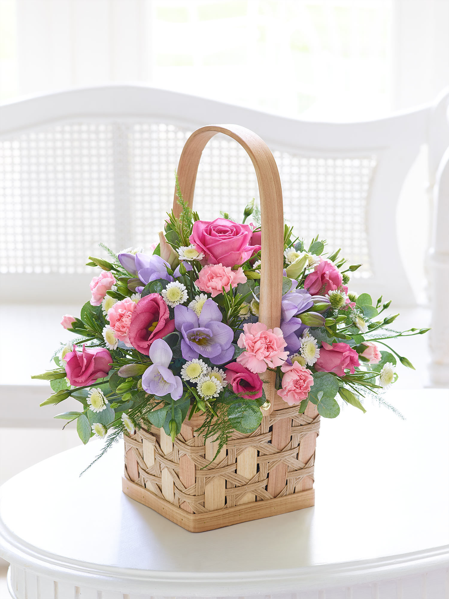 Pink and Lilac Scented Basket - The Blooming Garden